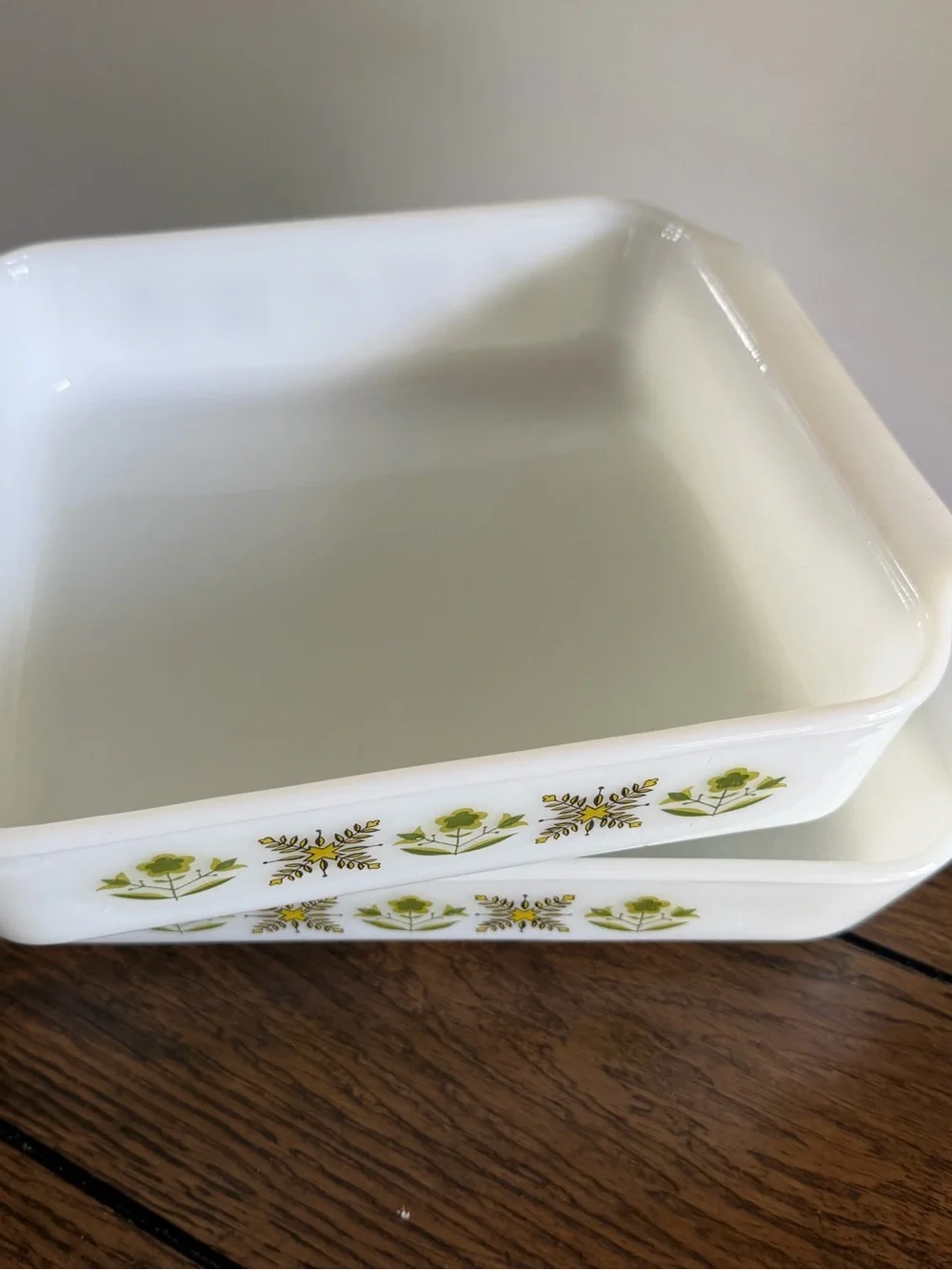 Vintage Fire-King Meadow Green Milk Glass Baking Dish 1.5 Qt Casserole And Loaf